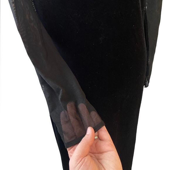 Vintage Donna Morgan black bejeweled beaded velvet sheer sleeve dress size 6 - Picture 5 of 13